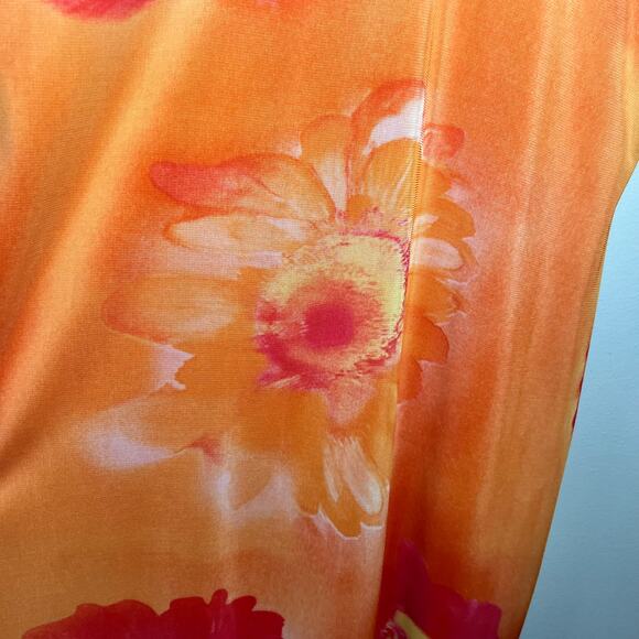 RAG Y2K VTG Orange Pink Flower Daisy Knit Rave Sleeveless Summer Hippie Boho L - Picture 3 of 7